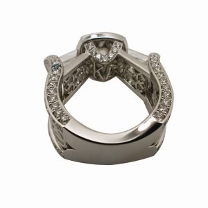platinum ring under gallery with personalized initials engagement ring