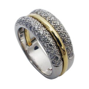 two-tone gold diamond pave band