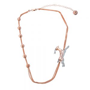 18kt rose gold diamond gazelle necklace with diamond accents