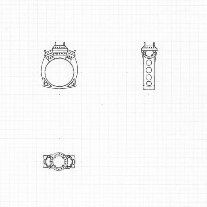 custom jewelry sketch rendering to scale