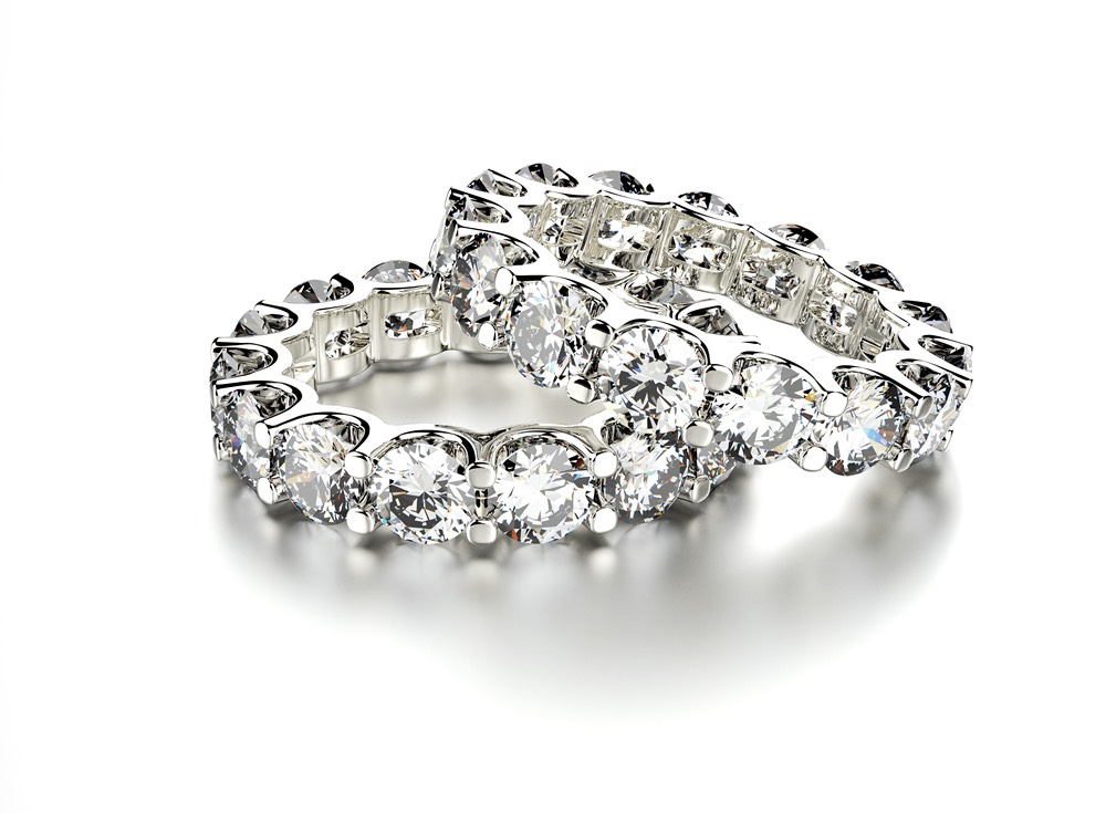 Round Brilliant Diamond eternity bands U shaped setting - Custom Jewelry